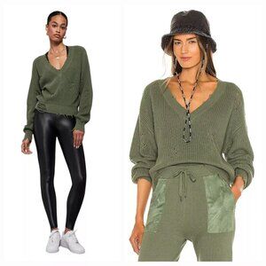 Ser.O.Ya Syd Sweater Green Distressed V-Neck Pullover